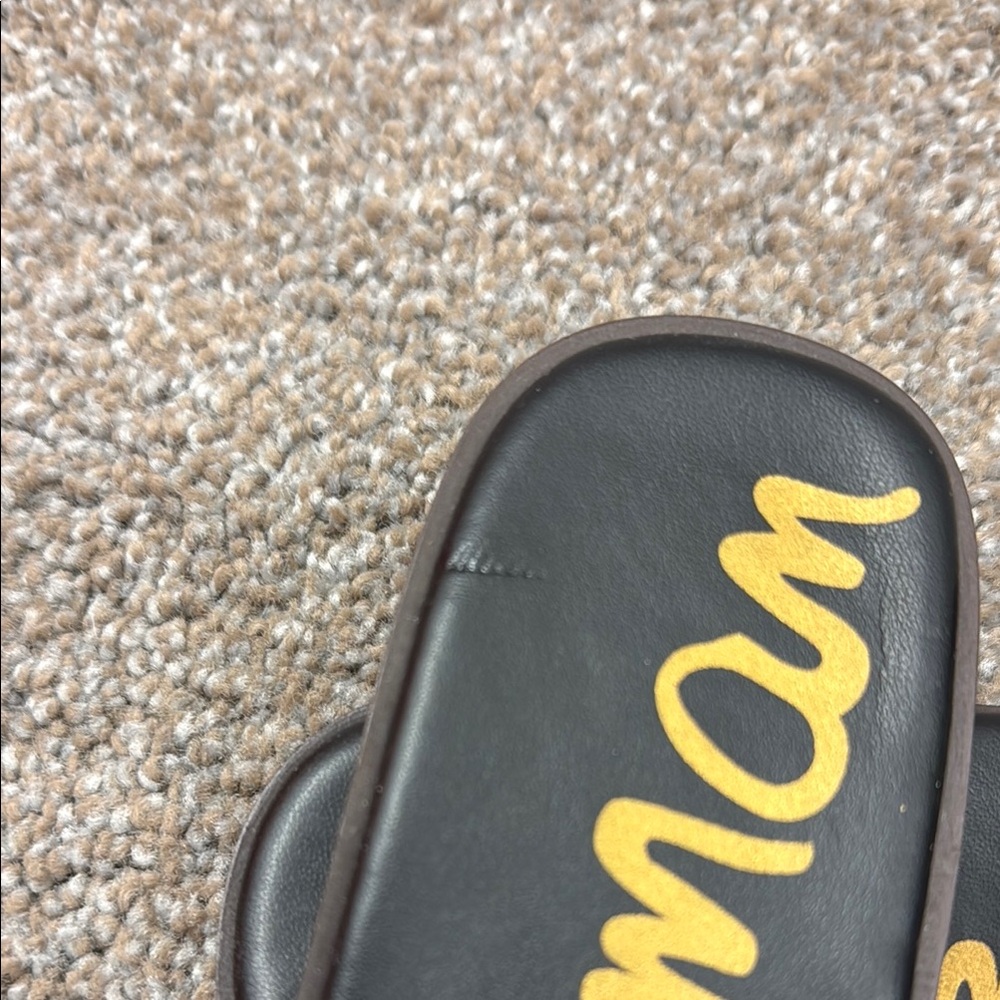 Sam Edelman Black Thong Sandals with Gold Branding - Picture 3 of 3